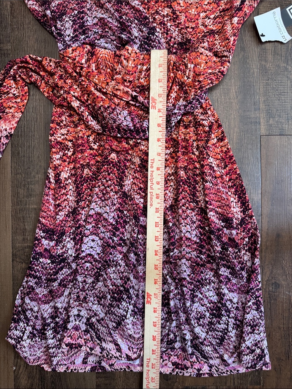 Liz Claiborne Pink and Orange Printed Midi Wrap Dress with V-Neck - Picture 11 of 12